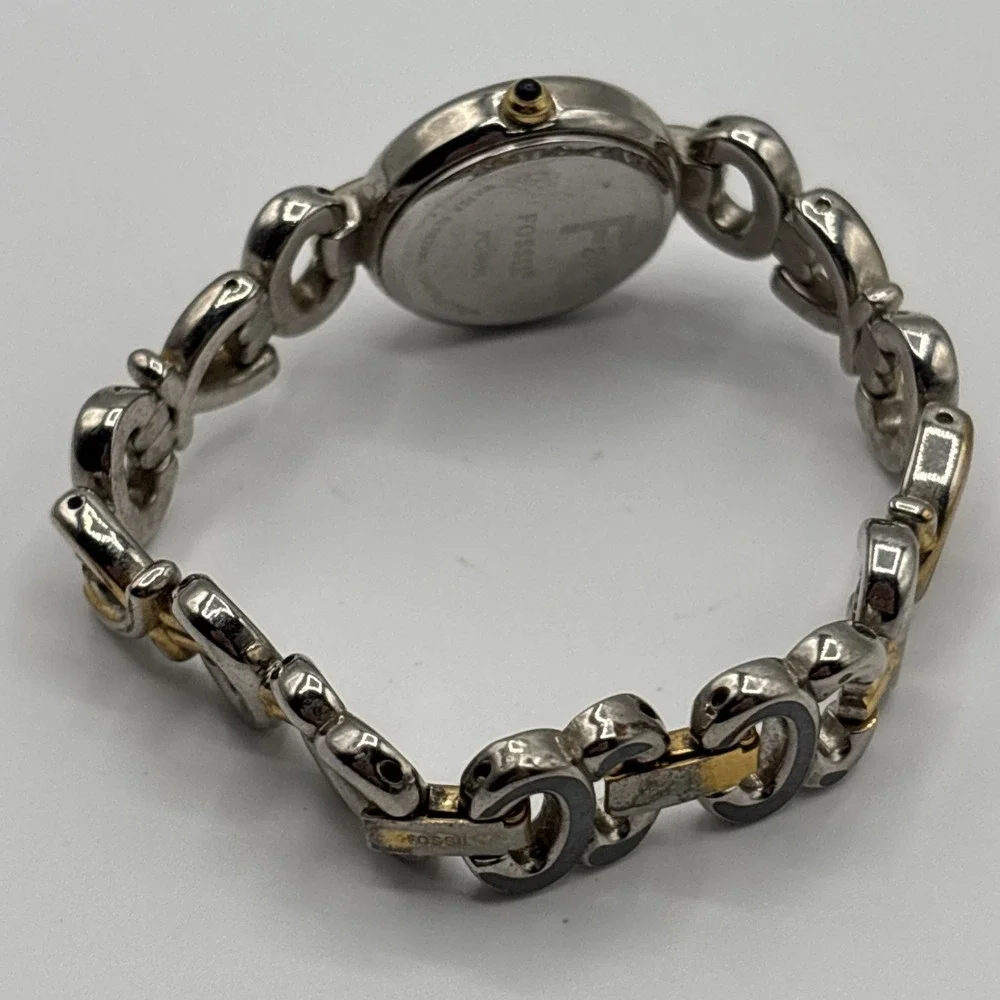 Fossil‎ DC-9696 Quartz Watch Bracelet  Roman Numerals Rare Two Tone *UNTESTED*